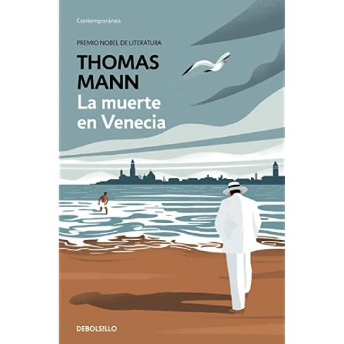 El cover del libro muestra una ilustración de un hombre vestido de blanco con en una playa. A lo lejos está otro hombre saliendo del agua.