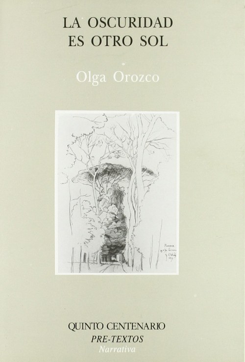 La portada del libro lleva un dibujo en grafito de un bosque.  