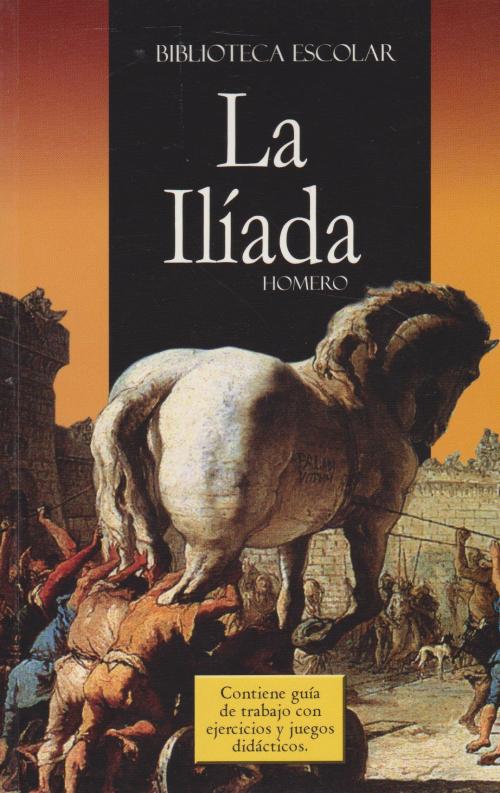 La imagen muestra la caída del caballo de Troya.