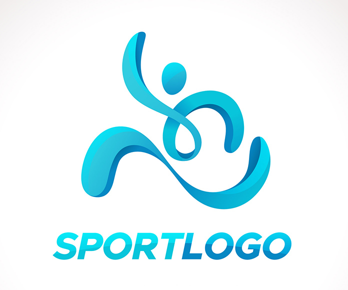 Logo deportivo que asemeja a una persona corriendo