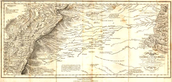 Mapa del rio Meta y parte de la cordillera occidental de Nueva Granada