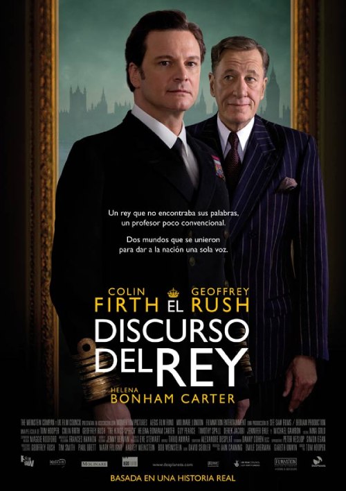 El póster del la película está protagonizado por Colin Firth y Geoffrey Rush, ambos vestidos con un traje de gala negro y azul, respectivamente. 