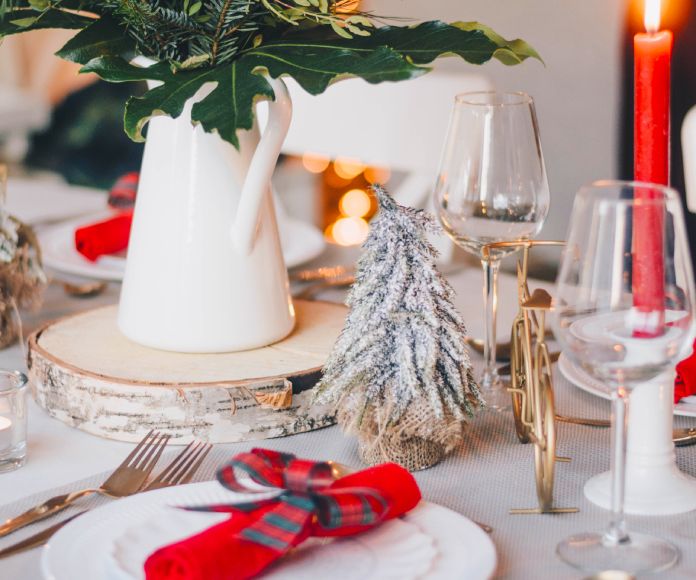 Mesa decorada para Navidad