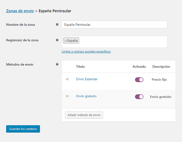 Configura las opciones de envío de tu propia tienda online