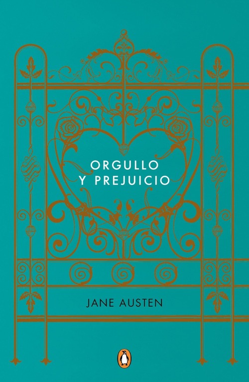 La porta del libro es azul cian y está adornada por patrones dorados de corazones y hierbas que encierran el título.
