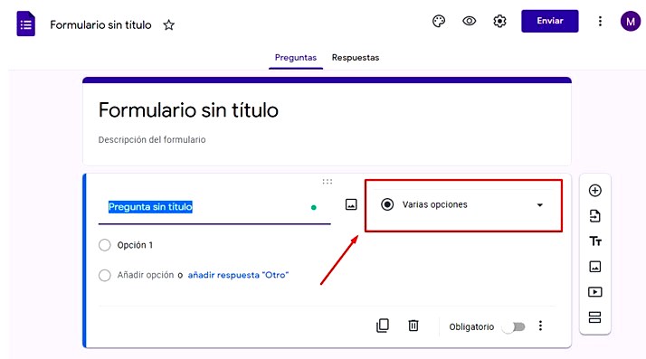 Páginas para hacer encuestas - Tipo de formulario Google Forms