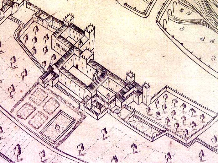 Detalle del mapa del Palacio del Real en 1609