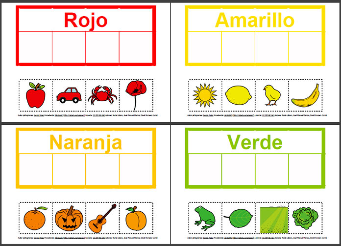 Escritura pictográfica - Pictograma para aprender los colores