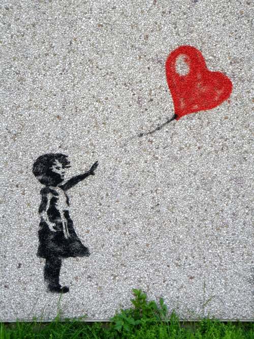 Pintores de graffitis - Banksy - Niña con globo