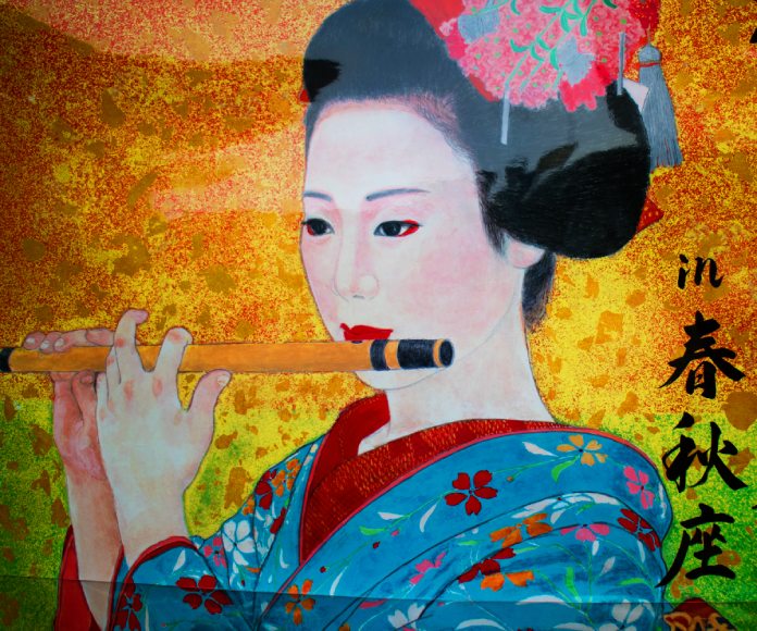 Pintura de una geisha.