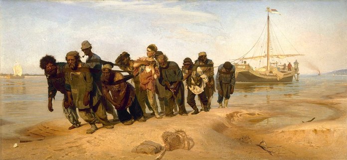 Pinturas famosas realistas -Los sirgadores del Volga - Iliá Repin