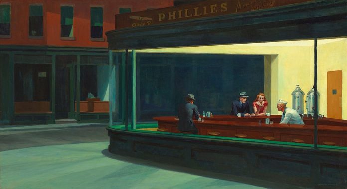 Pinturas realistas famosas - Noctámbulos - Edward Hopper