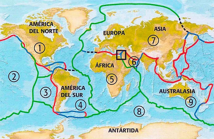 diferentes placas tectónicas