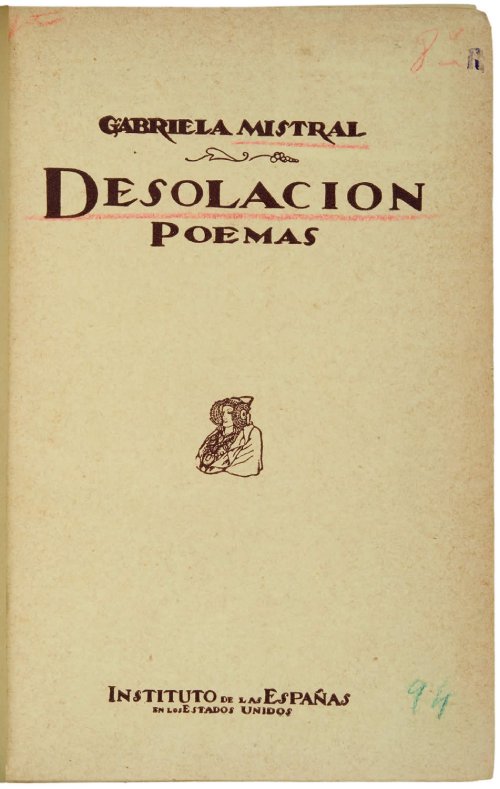 Cover antiguo del poema Desolación de Mistral.
