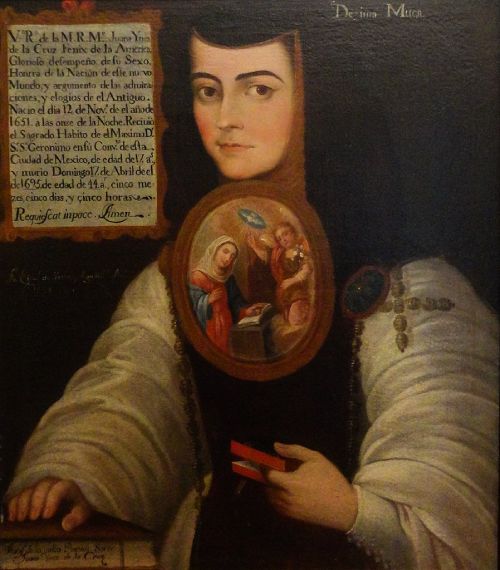 Retrato a color de Sor Juana Inés de la Cruz.