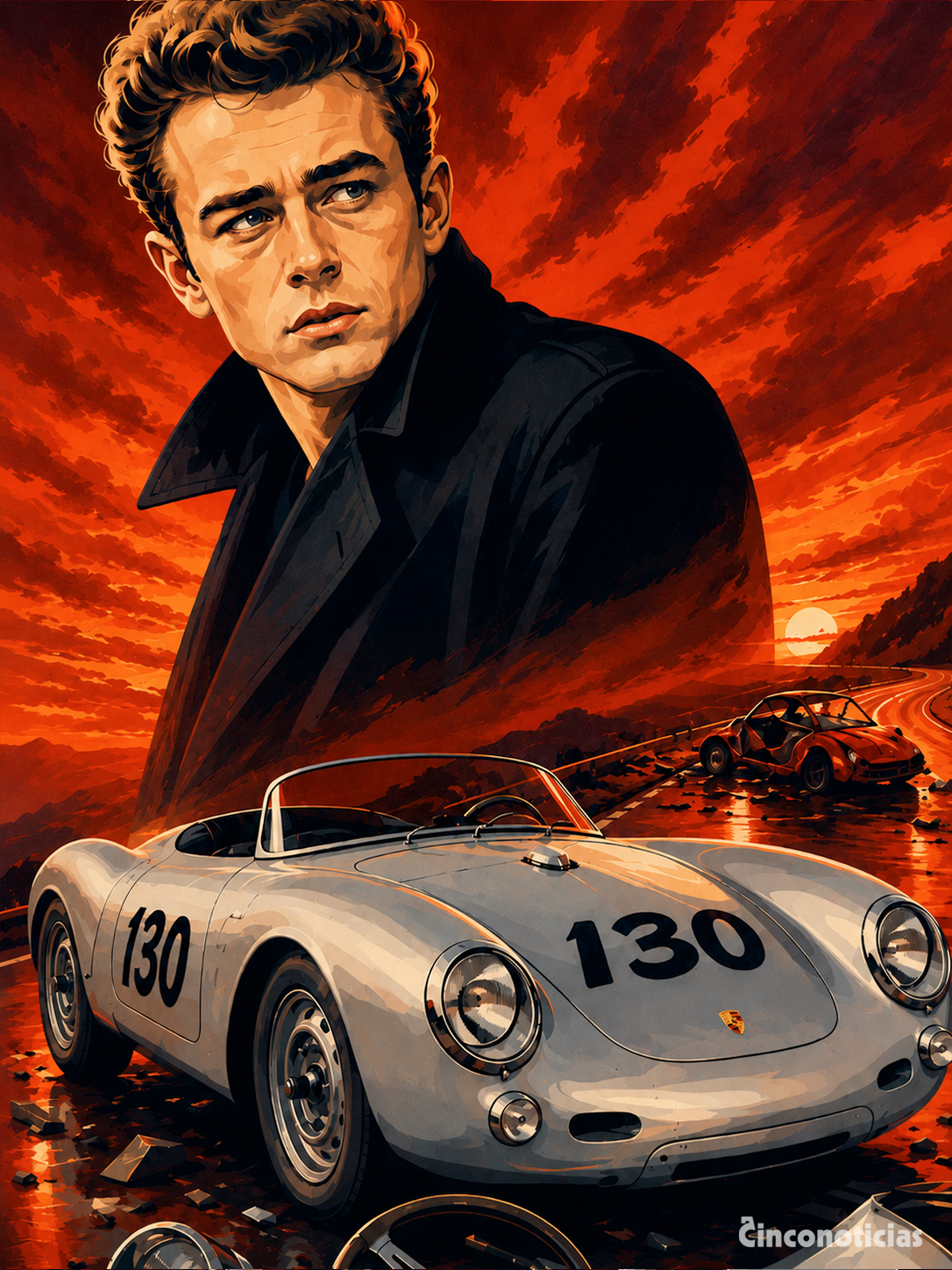 Ilustración inspirada en la leyenda del Porsche 550 Spyder “Little Bastard”