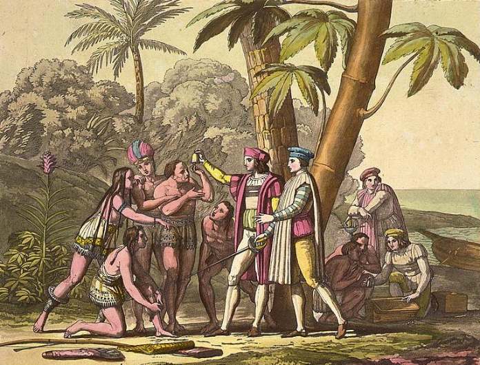 Llegada de Cristóbal Colón a Guanahaní - Colonización de América