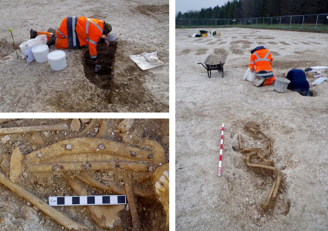 Excavación de tumbas anglosajonas en Bulford, 2026.