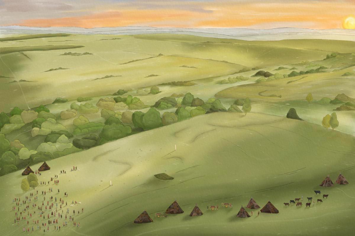 Reconstrucción de las celebraciones del solsticio de verano en Bulford hace 5.000 años