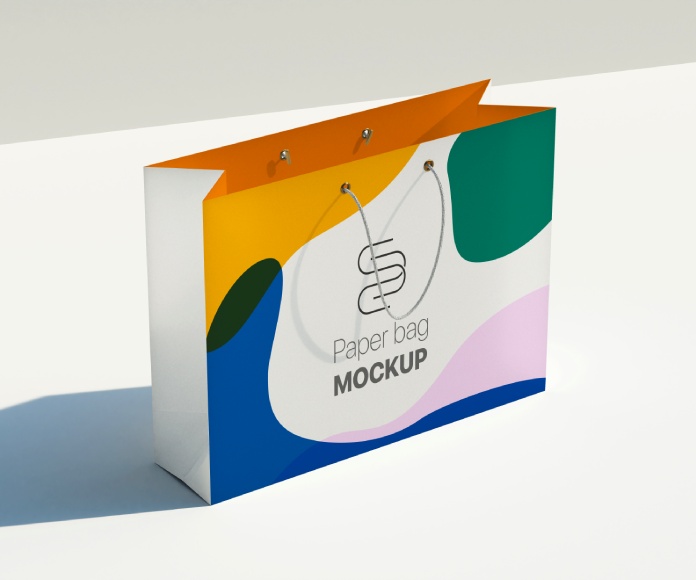 Mockup de una bolsa de papel con logotipo