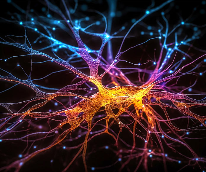 Neuronas o neurotransmisores iluminados