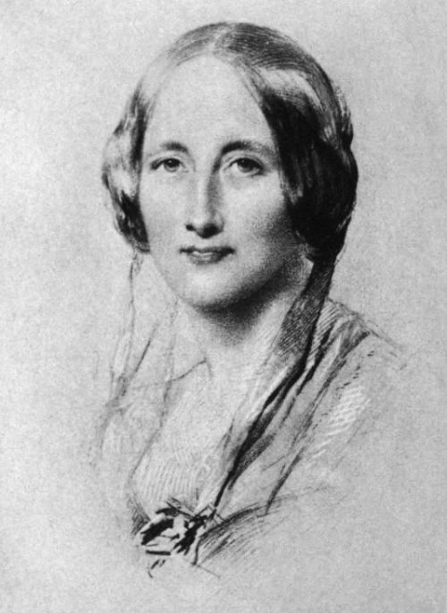 Retrato en grafito de Elizabeth Gaskell.