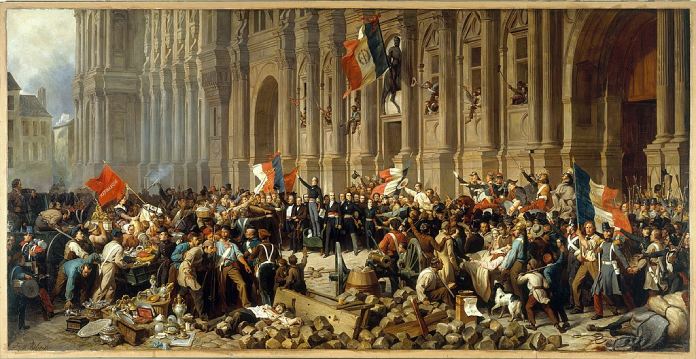 Revoluciones liberales de 1848 - Defensa del uso de la bandera francesa frente al Ayuntamiento de París