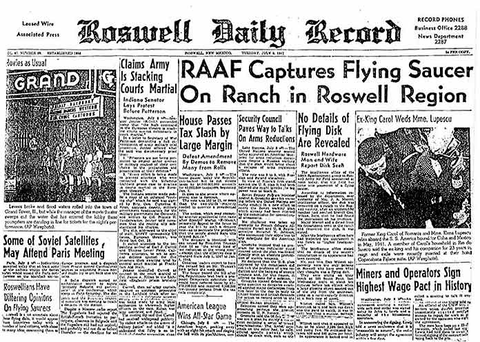 Portada del Roswell Daily Record