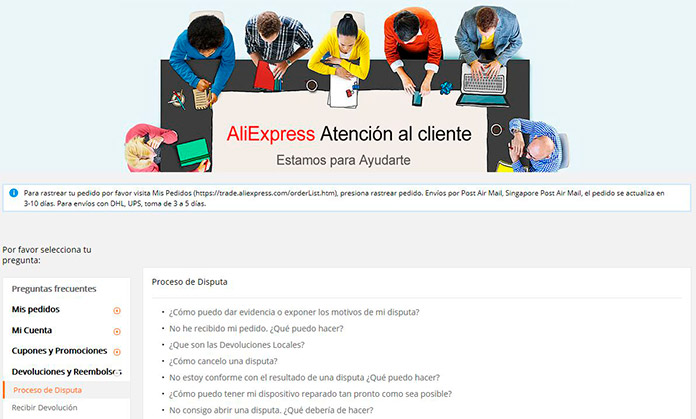 Servicio de Atención al cliente de Aliexpress