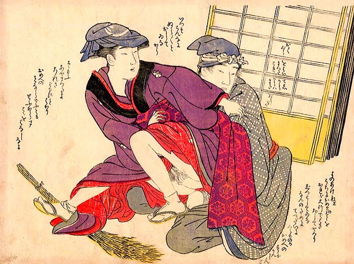 Pareja amorosa de Katsukawa Shunchō