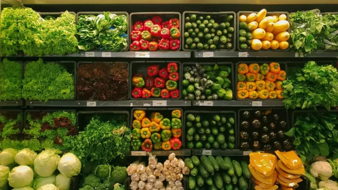 Vegetales, supermercado, compras, alimentación