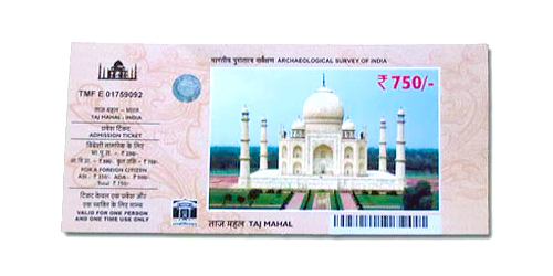 Ticket de entrada al Taj Mahal