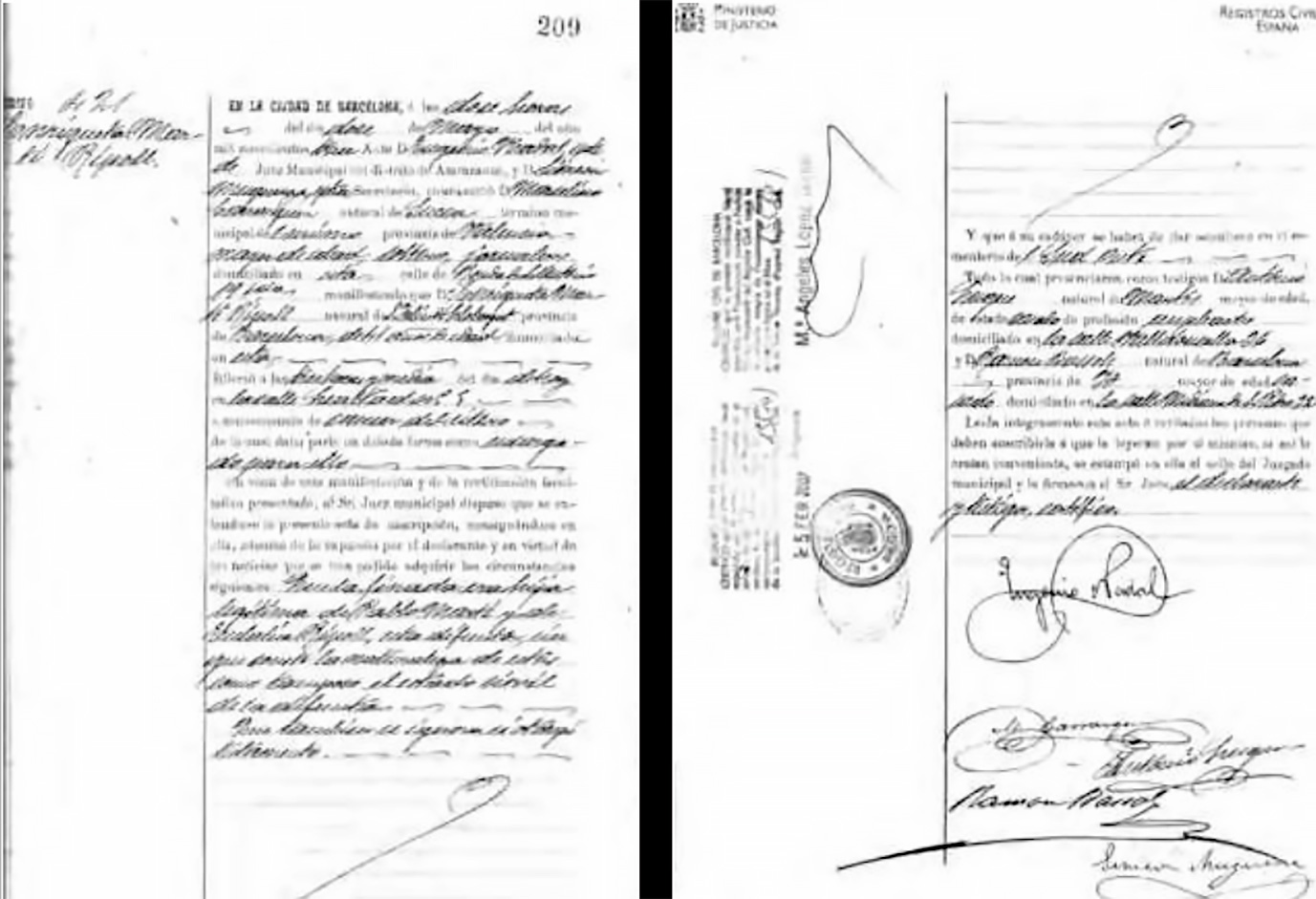 Anverso y reverso del certificado de defunción de Enriqueta Martí Ripoll