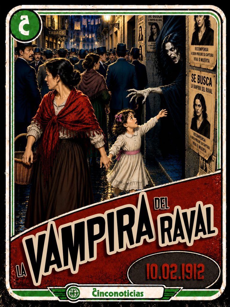 Tarjeta coleccionable Cinco Noticias “La Vampira del Raval” de 1912