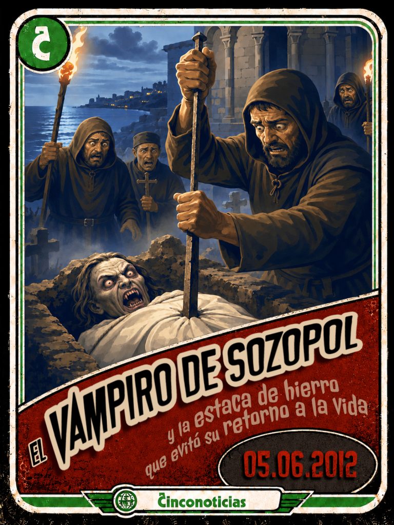 Tarjeta coleccionable Cinco Noticias "El vampiro de Sozopol y la estaca de hierro que evitó su retorno a la vida"