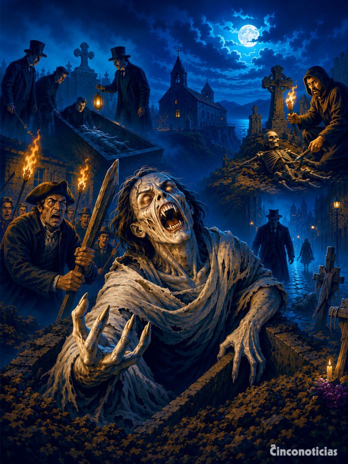 Ilustración sobre los pánicos reales por vampiros en Europa