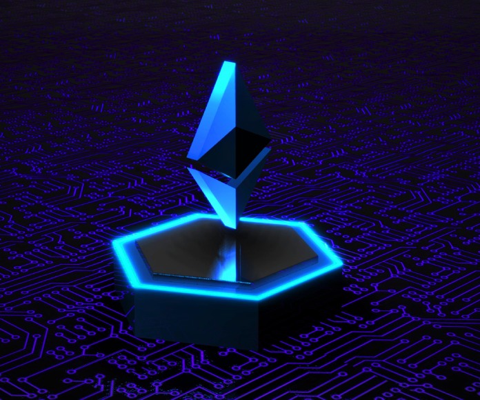 Símbolo flotante de Ethereum.