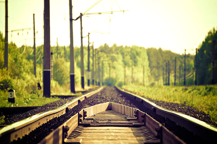 Perspectiva de una vía de ferrocarril