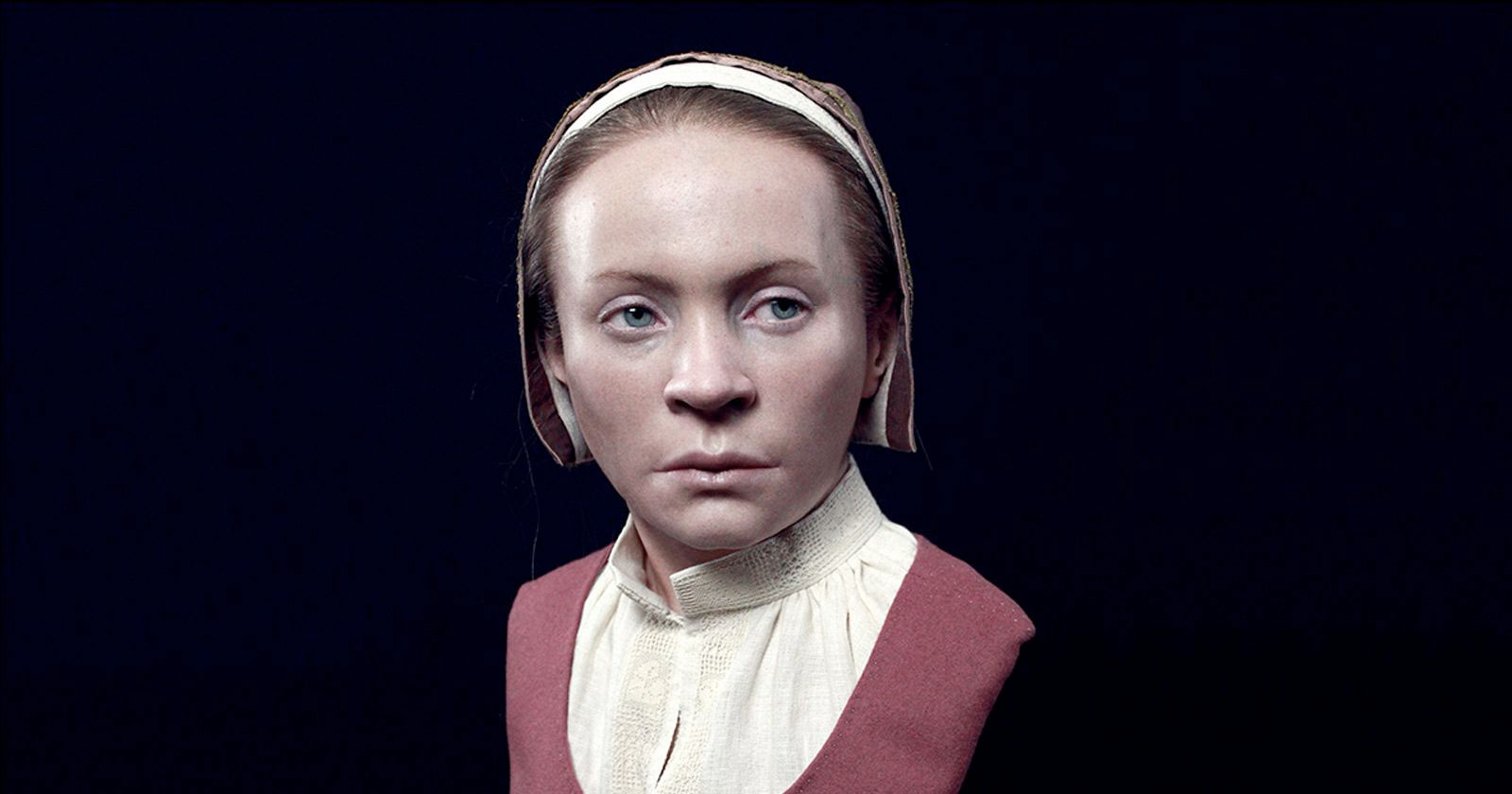 Reconstrucción del rostro atribuida a la mujer enterrada en Pień.