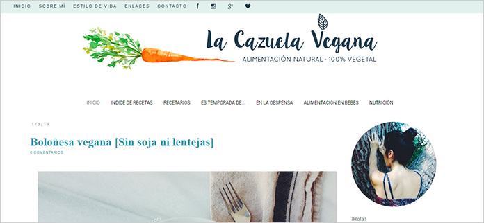 Web La Cazuela Vegana