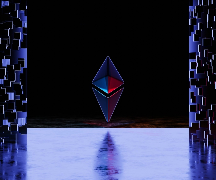 Símbolo flotante de Ethereum.