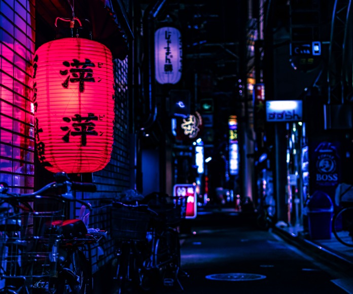 Calle de vecindario japonés.